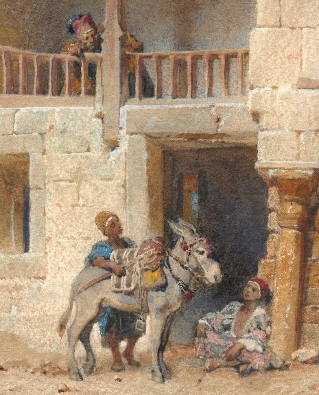 Carl Haag: A Courtyard in Cairo, Aquarell auf Papier, 1859